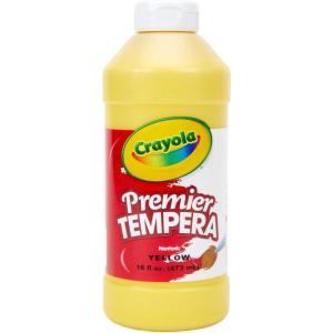 Crayola Premier Tempera Paint For Kids – Silver (16oz), Kids Classroom Supplies, Great For Arts & Crafts, Non Toxic, Easy Squeeze Bottle(Yellow)