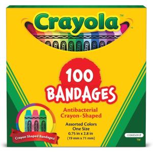 Crayola Shaped Kids Bandages, 100 CT | Great for Birthdays, Party Supplies, Stickers, Stocking Stuffer or White Elephant Gift | Adhesive Bandages for Minor Cuts, Scrapes, & Burns