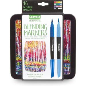 Crayola Sketch & Detail Dual-Tip Markers (16ct), Adult Coloring Set, 32 Colors, Fine & Brush Tip Art Markers, For Calligraphy & Drawing(Blending Markers)