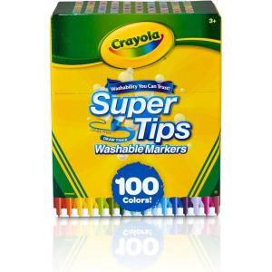 Crayola Super Tips Marker Set (100ct), Fine Point Washable Markers, Drawing Markers for Kids & Adults, Create Thick & Thin Lines, Art Supplies, Ages 3+(100 Count (Pack of 1))