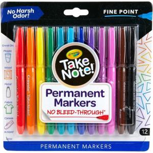 Crayola Take Note Dry Erase Markers for School (12ct) Teacher Supplies, Chisel Tip Whiteboard Markers, Essential Classroom Must Haves, Low Odor(Permanent Marker)