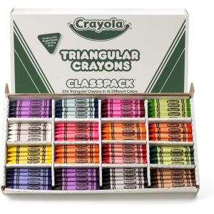 Crayola Triangular Crayon Classpack (256ct), 16 Assorted Toddler Crayons, Anti Roll, Bulk School Classroom Essentials, Preschool & Kindergarten Must Haves
