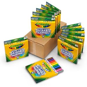 Crayola Ultra Clean Washable Broad Line Markers (12 Boxes), Bulk Classroom Markers for Kids, 10 Colors, Teacher Classroom Must Have, Bulk School Supplies for Kids