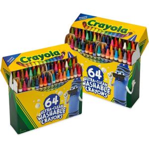 Crayola Washable Crayons for Kids – 64ct (2 Boxes), Bulk Crayons for Toddlers, Kids Arts & Crafts Supplies for Coloring Books, Drawing, Doodling [Amazon Exclusive]