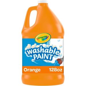 Crayola Washable Paint (1 Gallon), White Paint, Bulk Classroom Supplies for Teachers, Washable Paint for Kids, Nontoxic, 3+(Orange)