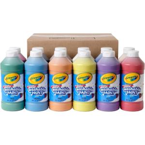 Crayola Washable Paint (12ct), Bulk Paint Set for Kids’ Art Projects, 16 Oz, Nontoxic Craft Supplies, Teacher Classroom Must Haves, Ages 3, 4, 5