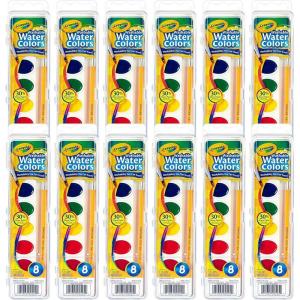 Crayola Washable Watercolor Paint Sets for Kids (12ct), Bulk Classroom Art Supplies for Preschool & Kindergarten, Classroom Learning Activities for Toddlers(Watercolors)