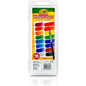 Crayola Watercolor Paint Set (16 Count), Washable Paint for Kids, 1 Paint Brush, Arts & Crafts Supplies, Assorted Colors, Ages 4+