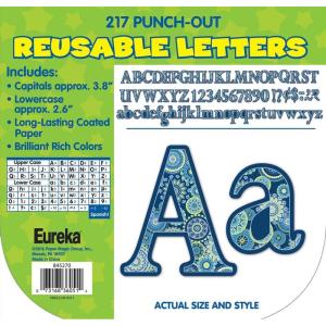 Eureka Crayola Letter, Number, Punctuation Mark, and Symbol Classroom Decorations for Teachers, 4″ H, 178 Pieces, Red(Blue Paisley)