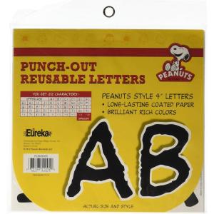 Eureka Crayola Letter, Number, Punctuation Mark, and Symbol Classroom Decorations for Teachers, 4″ H, 178 Pieces, Red(Classic Peanuts)