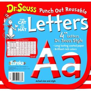 Eureka Crayola Letter, Number, Punctuation Mark, and Symbol Classroom Decorations for Teachers, 4″ H, 178 Pieces, Red(White Cat in the Hat)