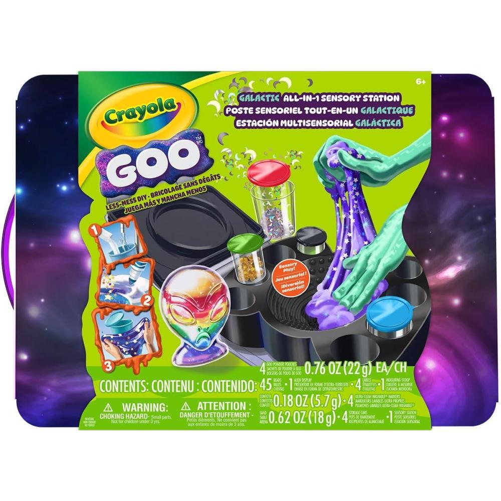 imageCrayola Goo Allin1 Sensory Station Galactic Slime Making Kit for Kids Less Mess DIY Arts amp Crafts Set Gifts for Kids Ages 6