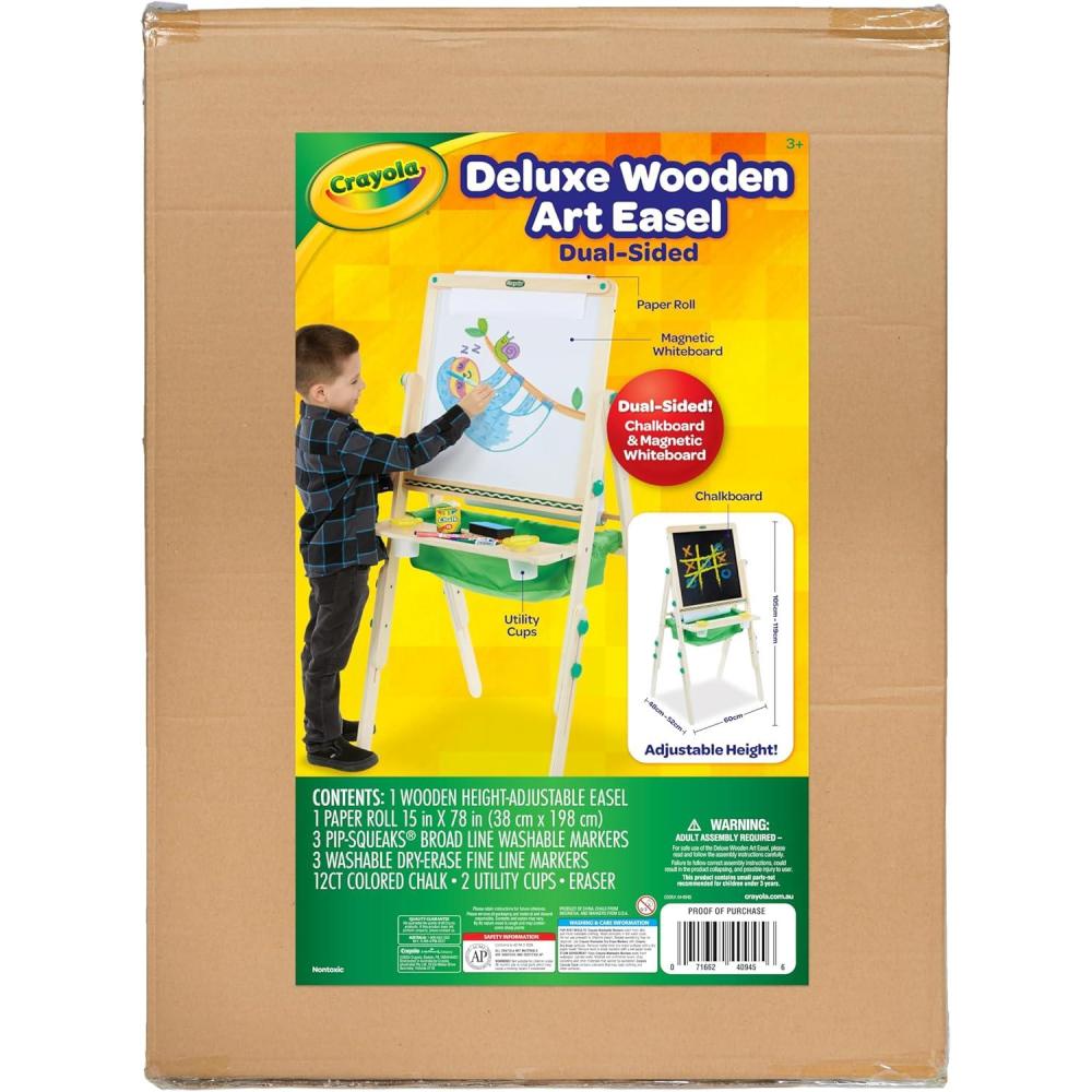 imageCrayola Wooden Art Easel for Kids 2in1 Dry Erase Board amp Chalkboard Gifts for Toddlers Ages 3 4 5Super Easel