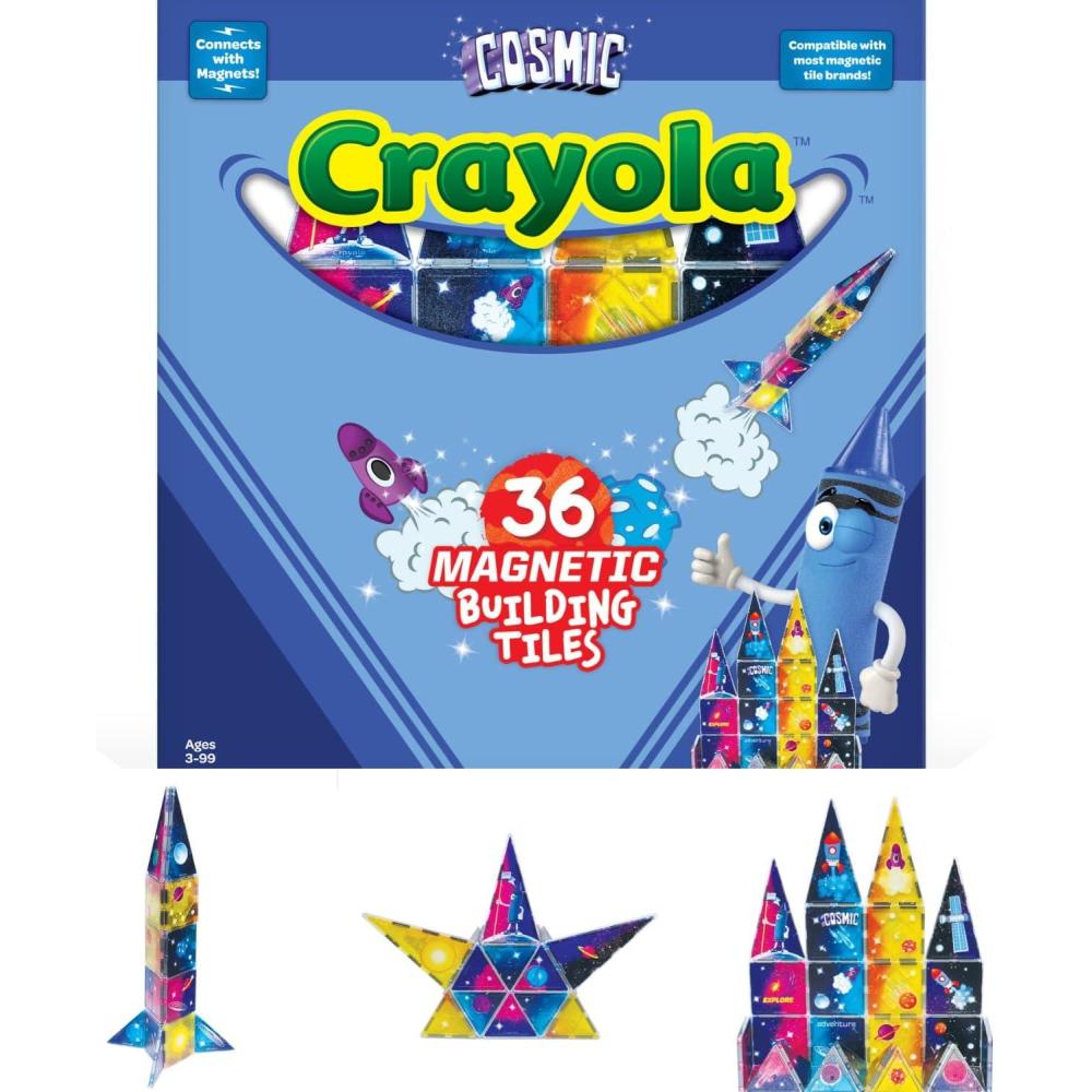 imageCreateOn Crayola Cosmic Magnetic Tiles Building Set for Kids Magnetic Building Toys for Kids STEM Learning Toys for Boys and Girls Ages 3 and Up  36Pieces Cosmic36 Pieces