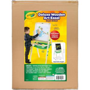Crayola Wooden Art Easel for Kids, 2-in-1 Dry Erase Board & Chalkboard, Gifts for Toddlers, Ages 3, 4, 5(Super Easel)