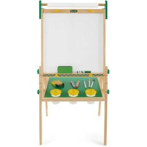 Crayola Wooden Art Easel for Kids, 2-in-1 Dry Erase Board & Chalkboard, Gifts for Toddlers, Ages 3, 4, 5(Wooden Easel)