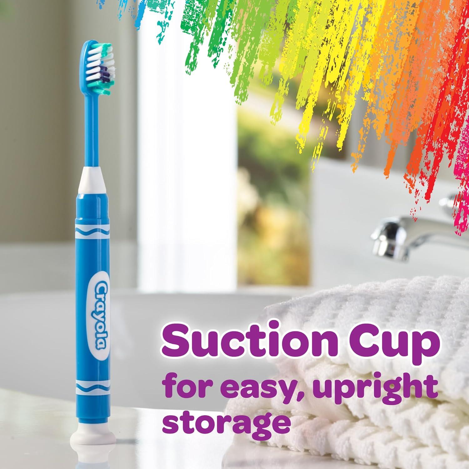 imageGUM Crayola Marker Childrens Toothbrush Soft Bristled Kids Toothbrush Set Age 3 Suction Cup Base 3 Count3 Count