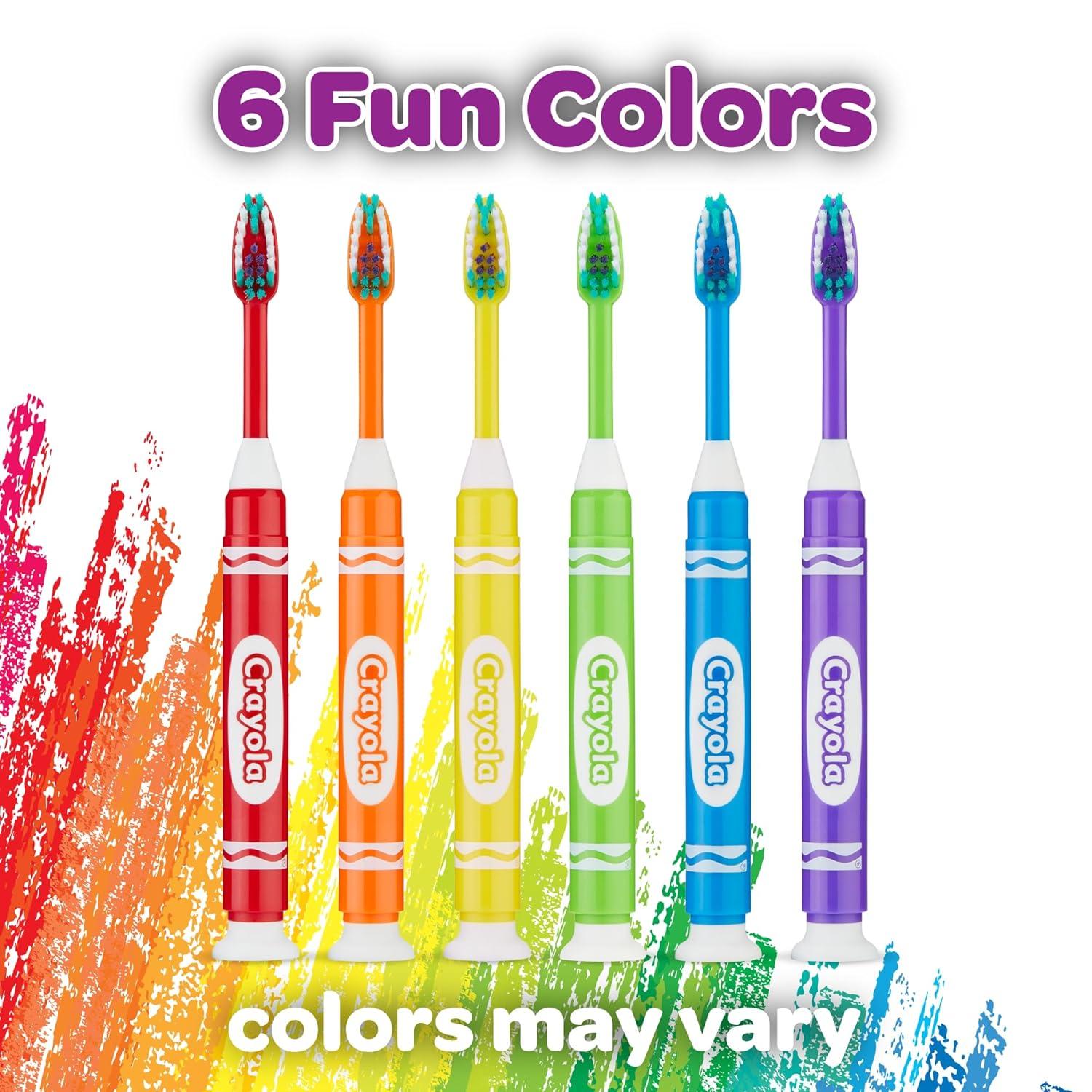imageGUM Crayola Marker Childrens Toothbrush Soft Bristled Kids Toothbrush Set Age 3 Suction Cup Base 3 Count3 Count