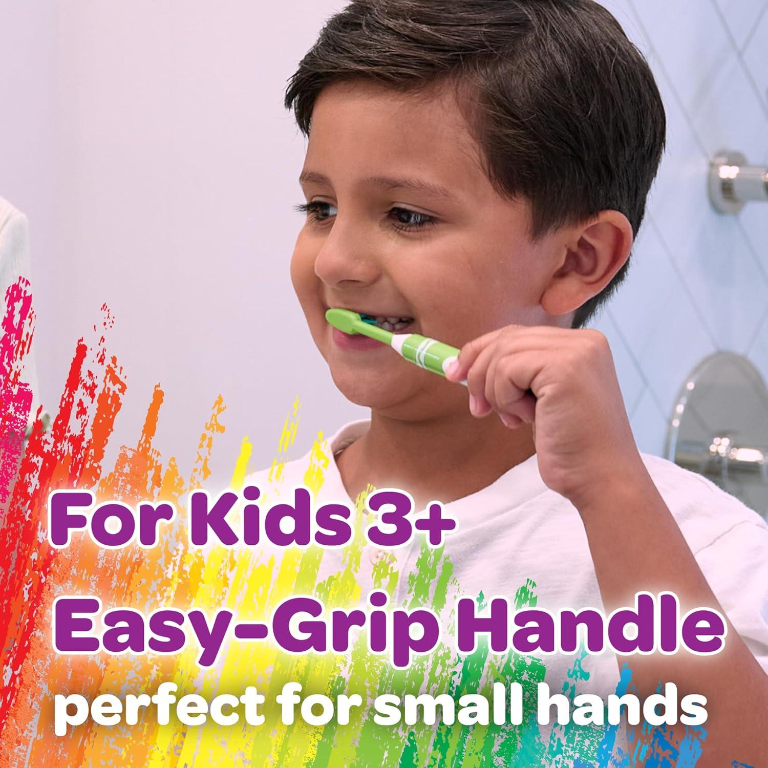 imageGUM Crayola Marker Childrens Toothbrush Soft Bristled Kids Toothbrush Set Age 3 Suction Cup Base 3 Count3 Count