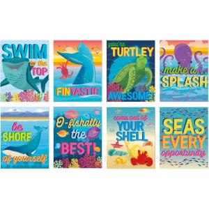 Eureka Crayola Colors of Kindness Mini Classroom Poster Set for Teachers, 11″ x 14″, 8 Pieces(Seas the Day)