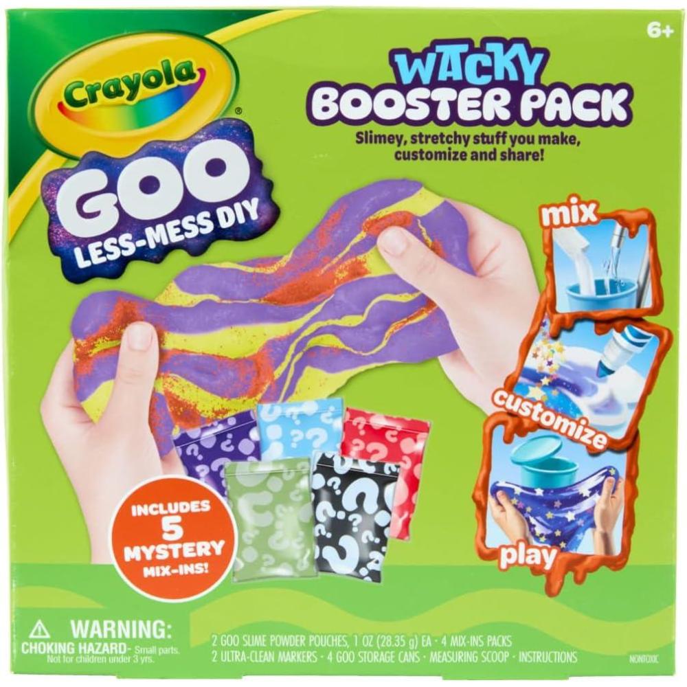 imageCrayola Satisfying Goo Making Kit Slimy DIY Craft for Kids Sensory Fidget Putty Less Mess Activity Includes Mix Pouches amp Mix Ins Gift for Kids 6Satisfying