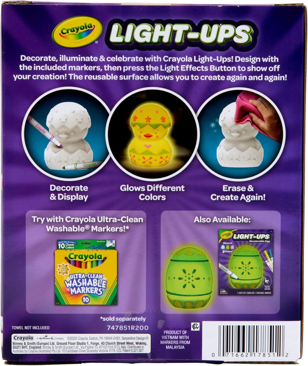 imageCrayola LightUps Chick Recolorable Light Up Chicken Easter Craft Decoration Easter Egg Toy for Kids Basket Stuffer for Kids Ages 4Chick