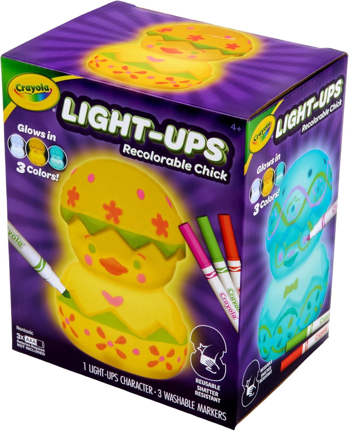 imageCrayola LightUps Chick Recolorable Light Up Chicken Easter Craft Decoration Easter Egg Toy for Kids Basket Stuffer for Kids Ages 4Chick