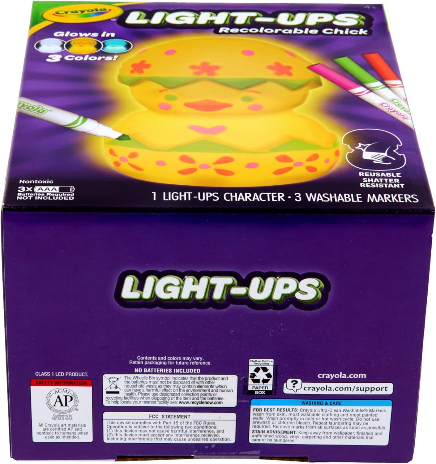 imageCrayola LightUps Chick Recolorable Light Up Chicken Easter Craft Decoration Easter Egg Toy for Kids Basket Stuffer for Kids Ages 4Chick