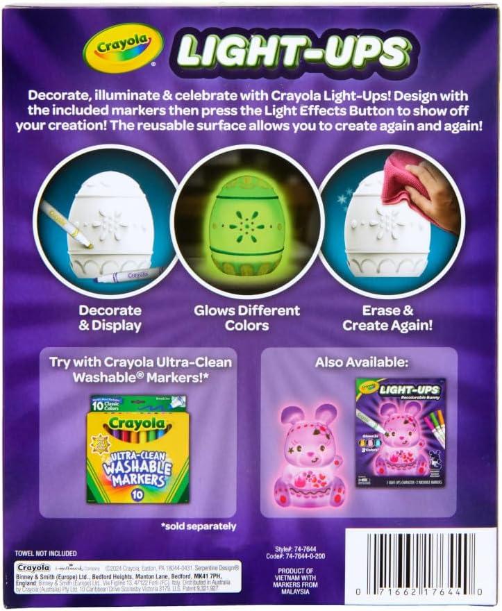 imageCrayola LightUps Chick Recolorable Light Up Chicken Easter Craft Decoration Easter Egg Toy for Kids Basket Stuffer for Kids Ages 4Egg