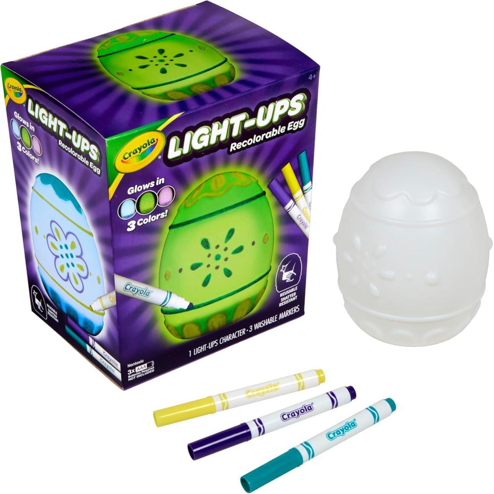 imageCrayola LightUps Chick Recolorable Light Up Chicken Easter Craft Decoration Easter Egg Toy for Kids Basket Stuffer for Kids Ages 4Egg