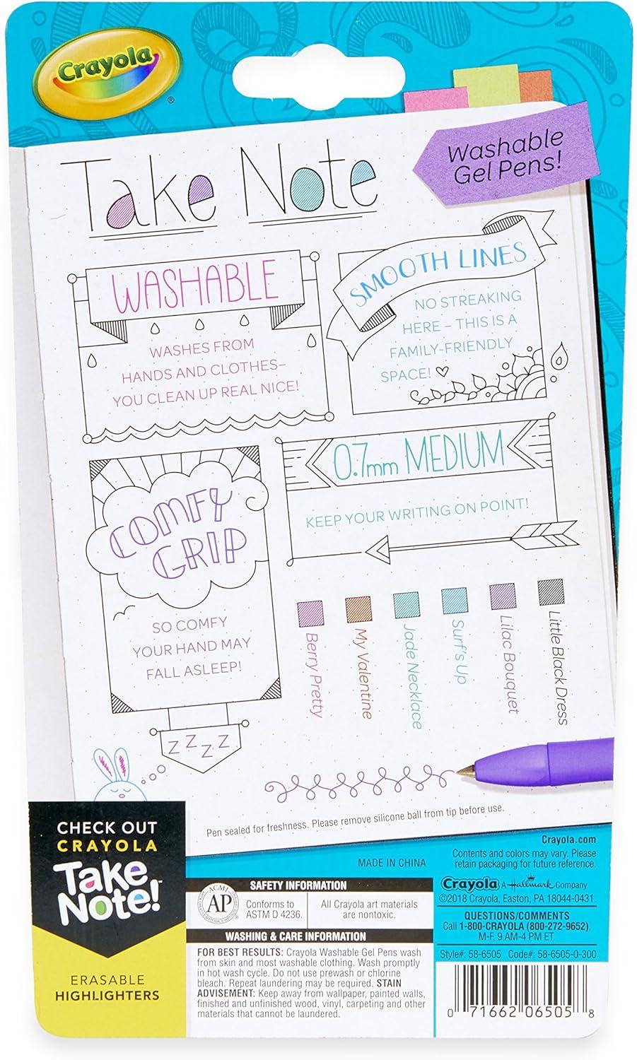 imageCrayola Medium Point Washable Gel Pens Set School and Adult Coloring Supplies 6 count6 Count