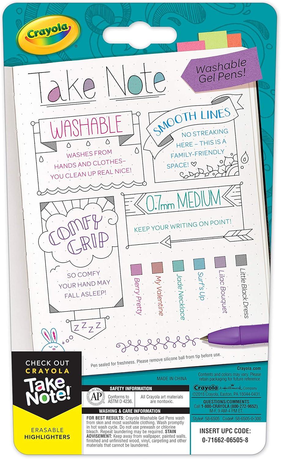 imageCrayola Medium Point Washable Gel Pens Set School and Adult Coloring Supplies 6 count6 Count