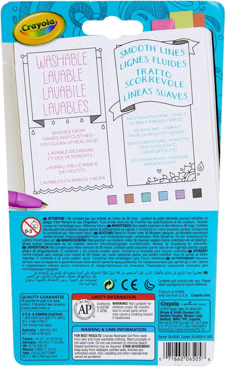 imageCrayola Medium Point Washable Gel Pens Set School and Adult Coloring Supplies 6 count6 Count
