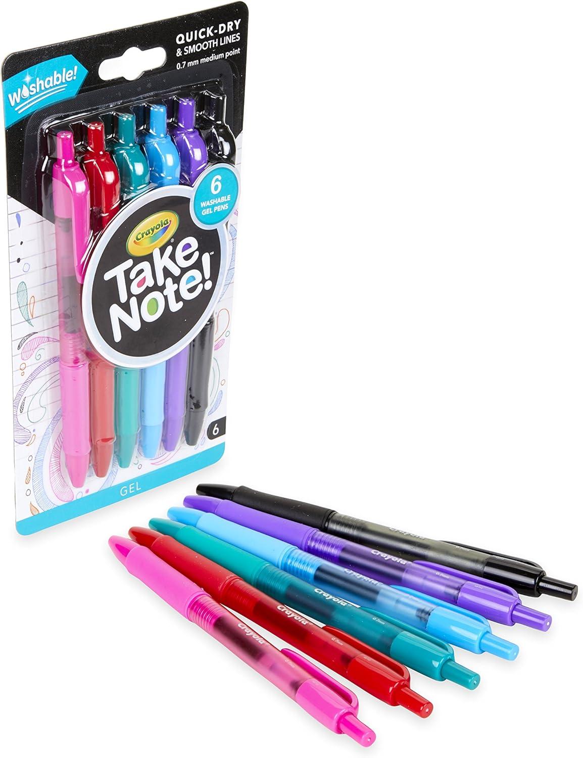 imageCrayola Medium Point Washable Gel Pens Set School and Adult Coloring Supplies 6 count6 Count
