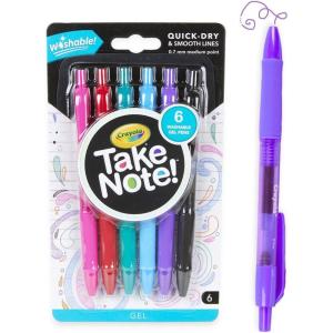 Crayola Medium Point Washable Gel Pens Set, School and Adult Coloring Supplies, 6 count(6 Count)