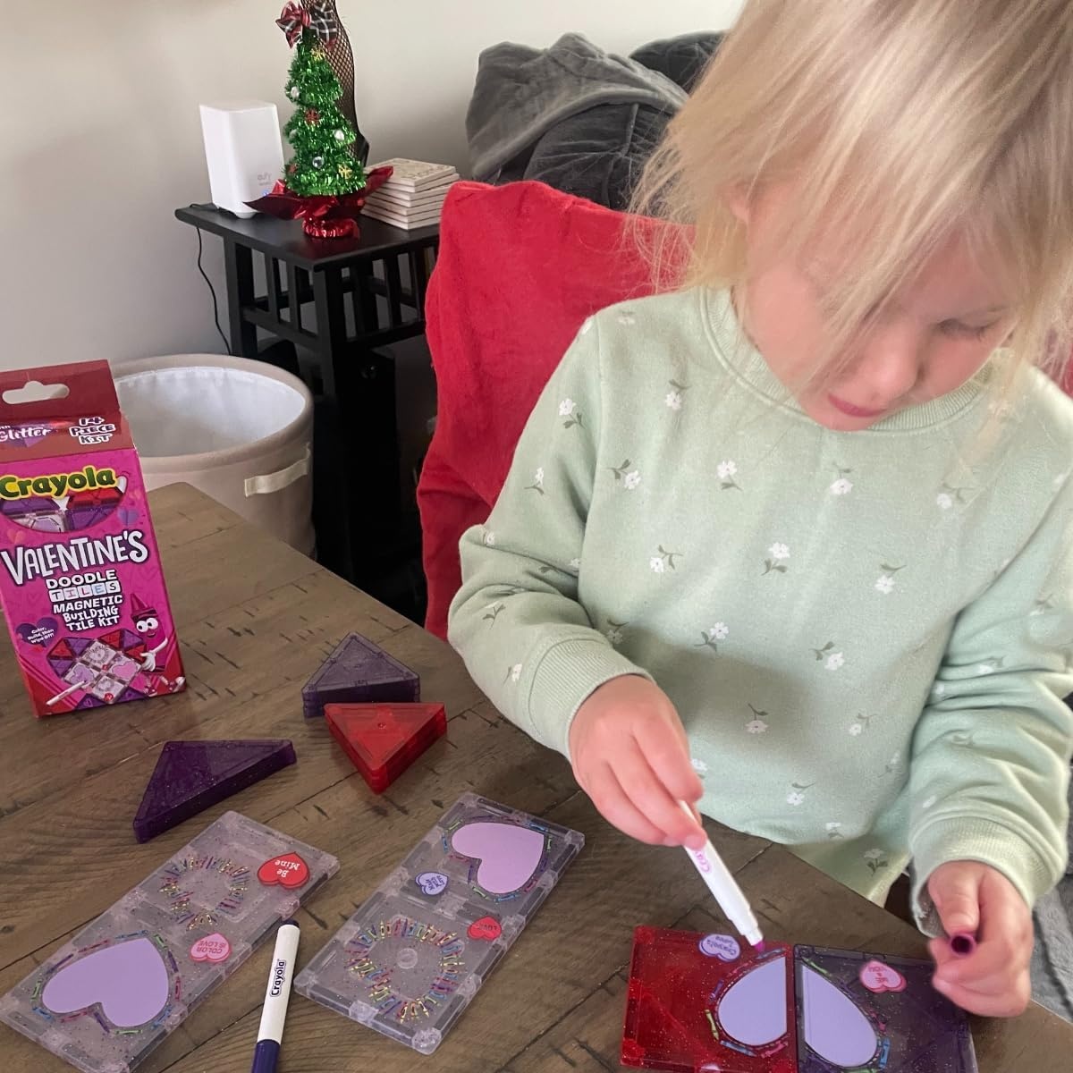 imageCreateOn Crayola Doodle Valentine Magnetic Tiles Building Set for Kids Magnetic Building Toys for Kids STEM Travel Toys for Boys and Girls Ages 3 14Piece Set Doodle Valentine
