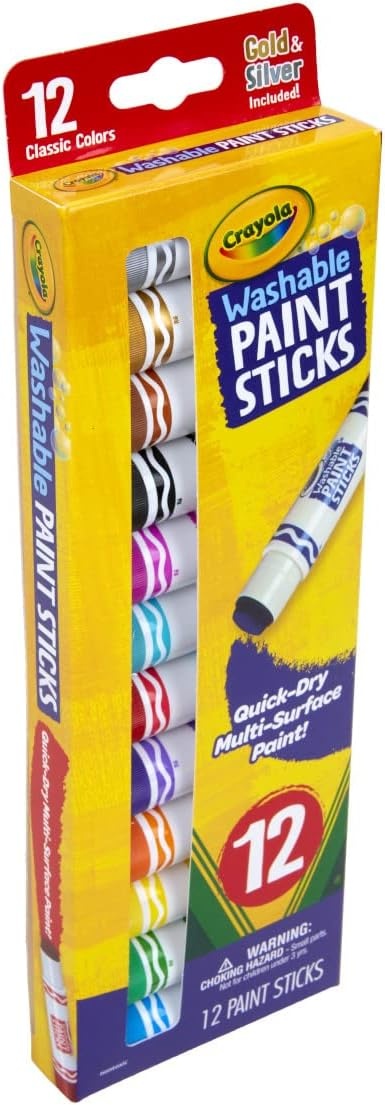 imageCrayola Quick Dry Paint Sticks 12ct Washable Paint Set for Kids Arts amp Crafts Supplies MultiSurface Assorted Colors Kids Gifts1 Count Pack of 1