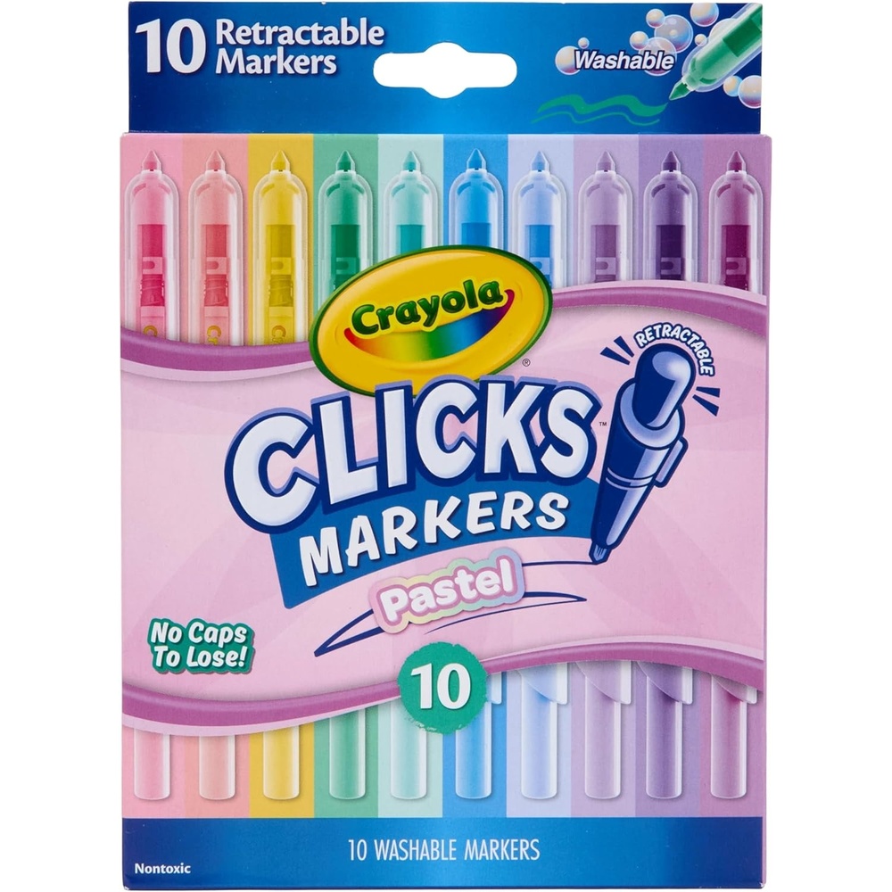 image:imageCrayola Pastel Clicks Retractable Tip Markers 10ct Teacher School Supplies Washable Markers for Kids Spring Crafts amp Coloring Ages 8