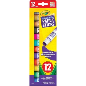 Crayola Quick Dry Paint Sticks (12ct), Washable Paint Set for Kids, Arts & Crafts Supplies, Multi-Surface, Assorted Colors, Kids Gifts(1 Count (Pack of 1))