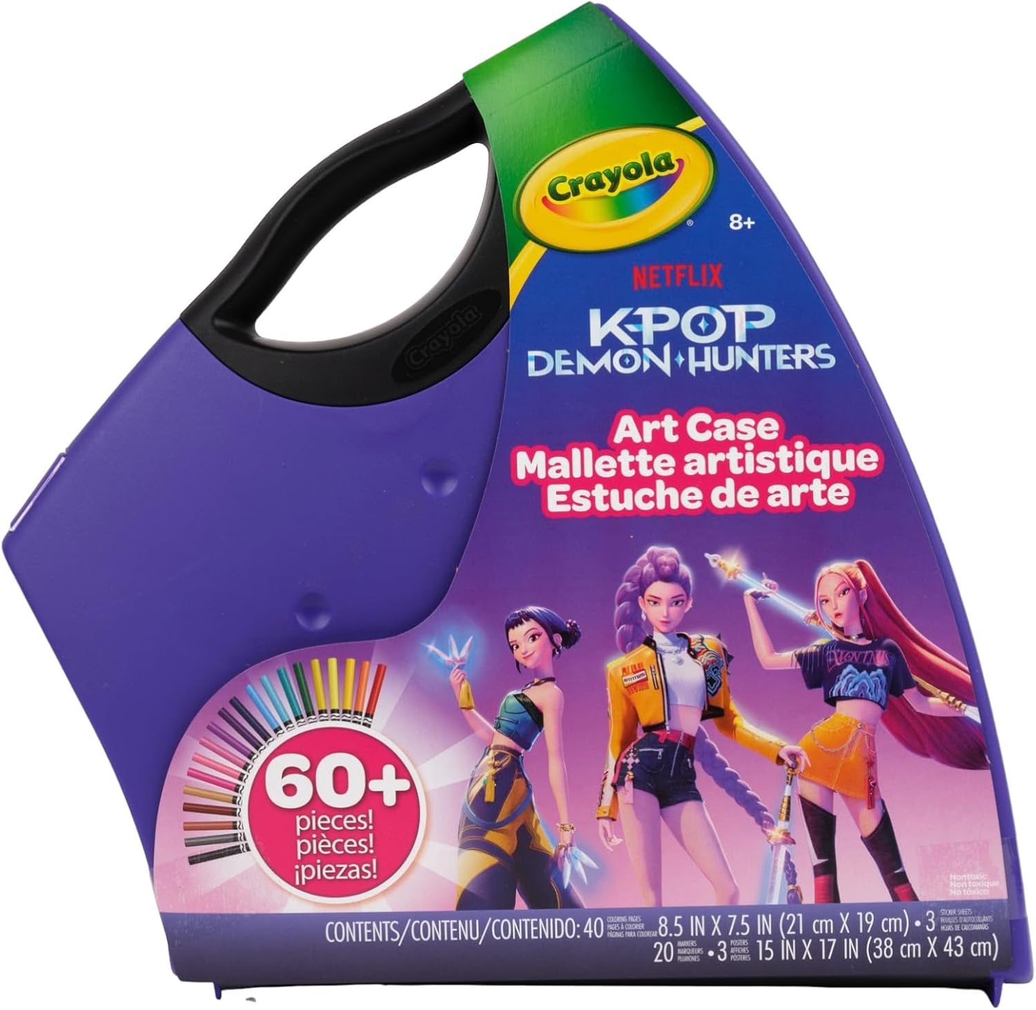 image:imageCrayola Kpop Demon Hunters Art Case 40pcs Coloring amp Sticker Craft Kit Gift for Kids amp Teens Travel Activity Set Ages 8