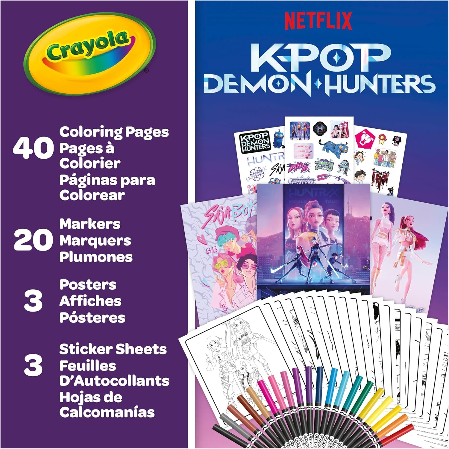image:imageCrayola Kpop Demon Hunters Art Case 40pcs Coloring amp Sticker Craft Kit Gift for Kids amp Teens Travel Activity Set Ages 8