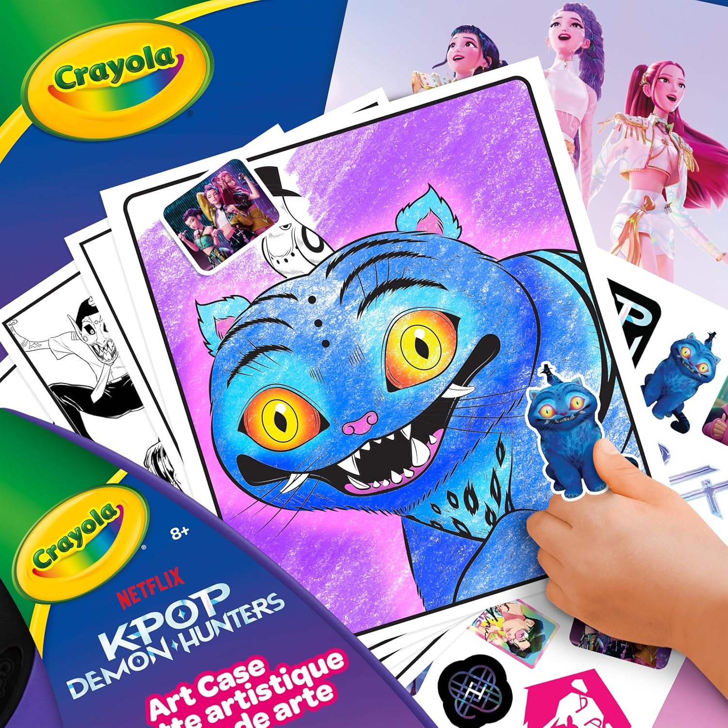 image:imageCrayola Kpop Demon Hunters Art Case 40pcs Coloring amp Sticker Craft Kit Gift for Kids amp Teens Travel Activity Set Ages 8