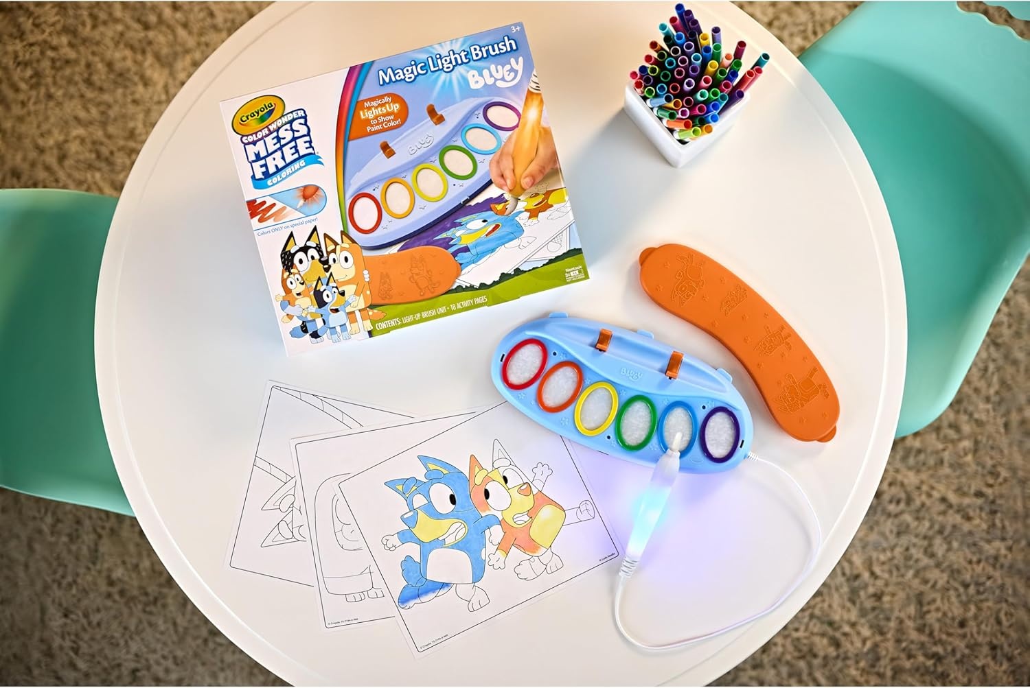 image:imageCrayola PAW Patrol Color Wonder Magic Light Brush Mess Free Painting Kit for Kids with Lightup Brush Gift for Toddlers Preschool Art Activities Ages 3Bluey Magic Light Brush