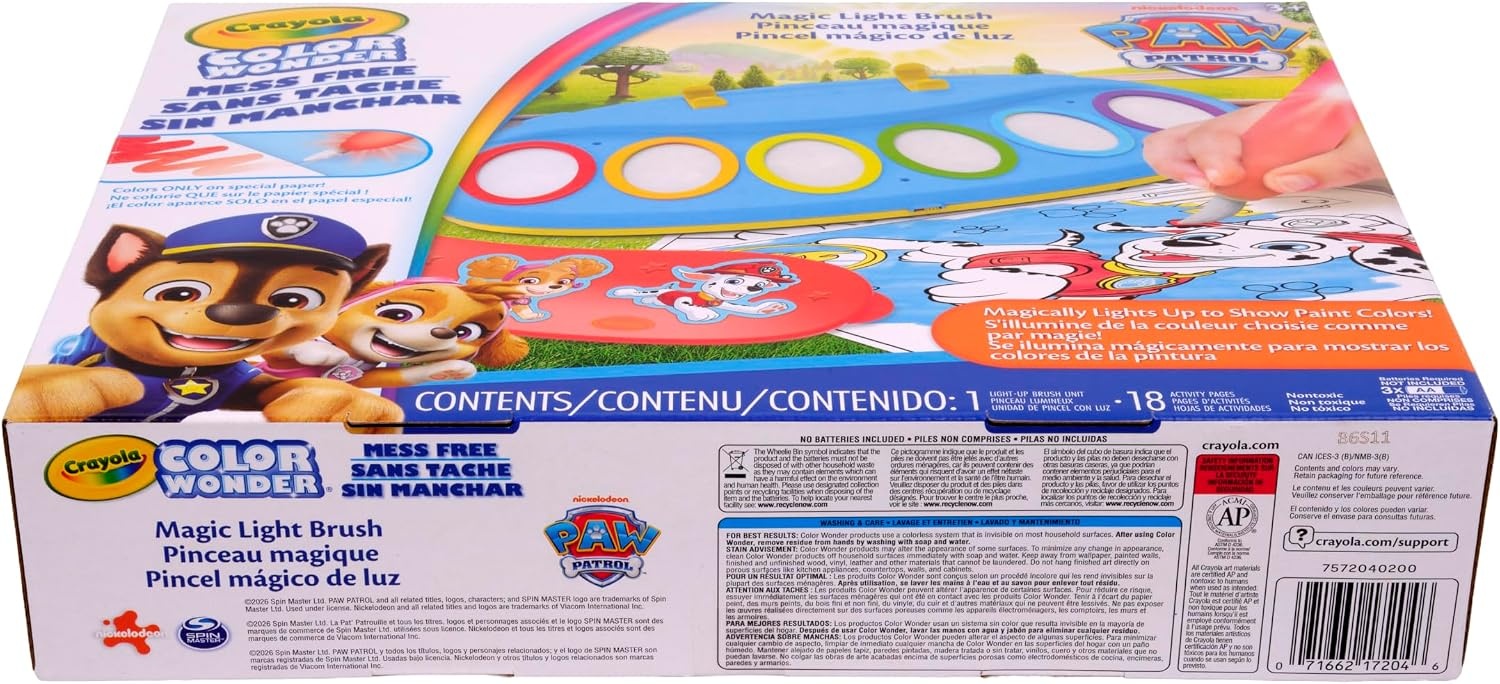 image:imageCrayola PAW Patrol Color Wonder Magic Light Brush Mess Free Painting Kit for Kids with Lightup Brush Gift for Toddlers Preschool Art Activities Ages 3Paw Patrol