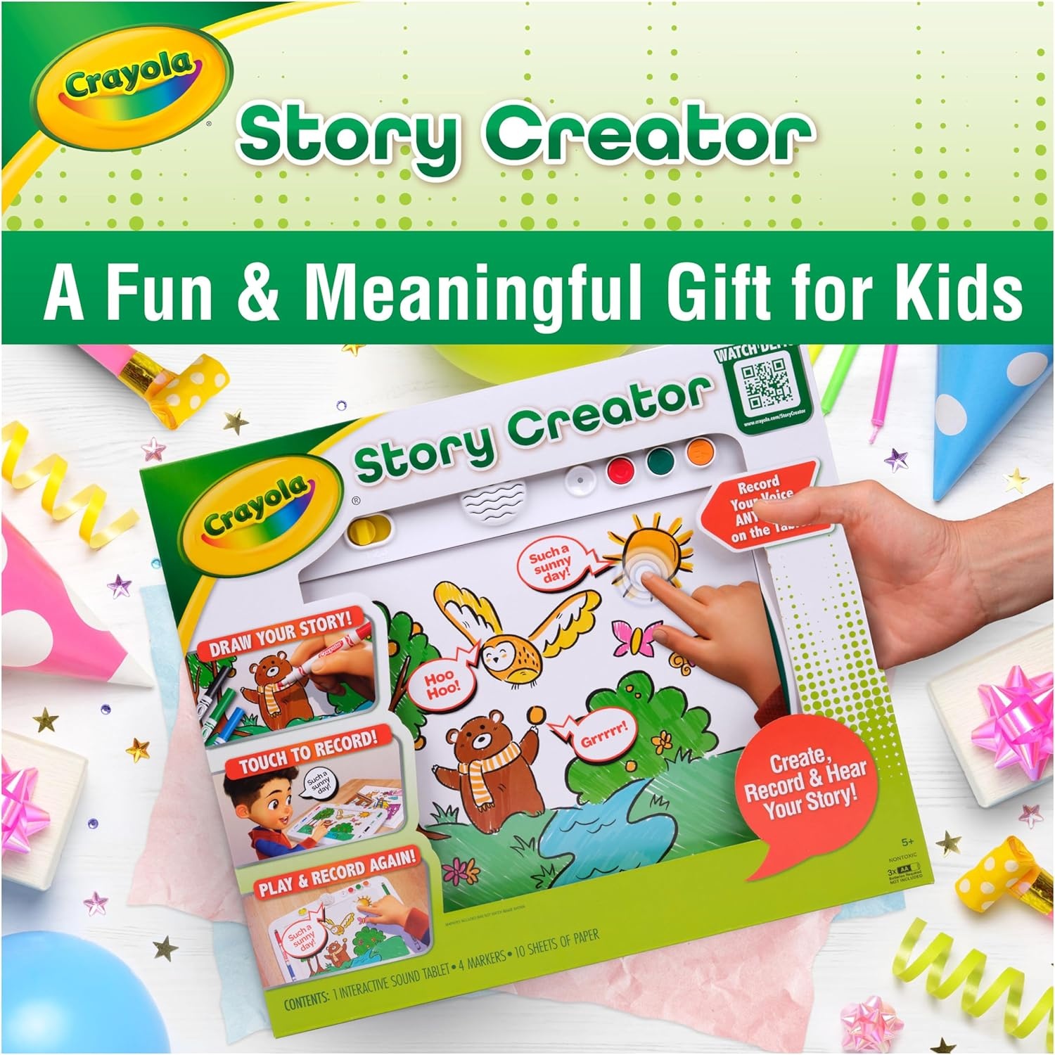 image:imageCrayola Story Creator Interactive Sound Tablet for Kids with Markers amp Paper Record and Play Back Stories Audio Drawing Toy Gift for Kids Classroom Activity Ages 5