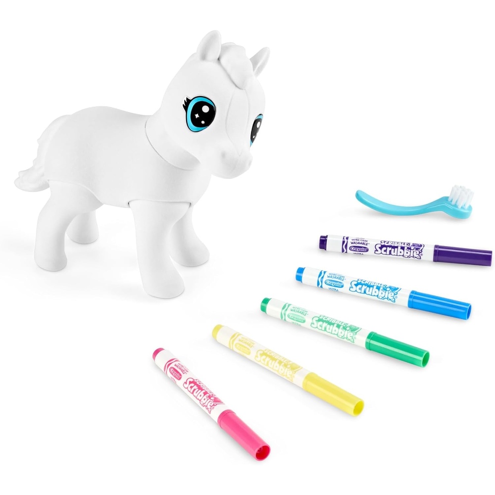 image:imageCrayola Scribble Scrubbie Jumbo Evie Large Posable Animal Toy 6 Inches Horse for Girls amp Boys Animal Grooming Gift