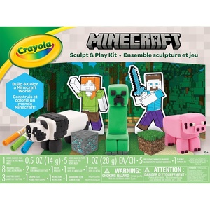 Crayola Minecraft Sculpt & Play Craft Kit, Model Magic Clay Set for Kids, Includes Markers, Tools, Cutouts & Backdrop, Toddler Art Supplies, Toys & Gifts
