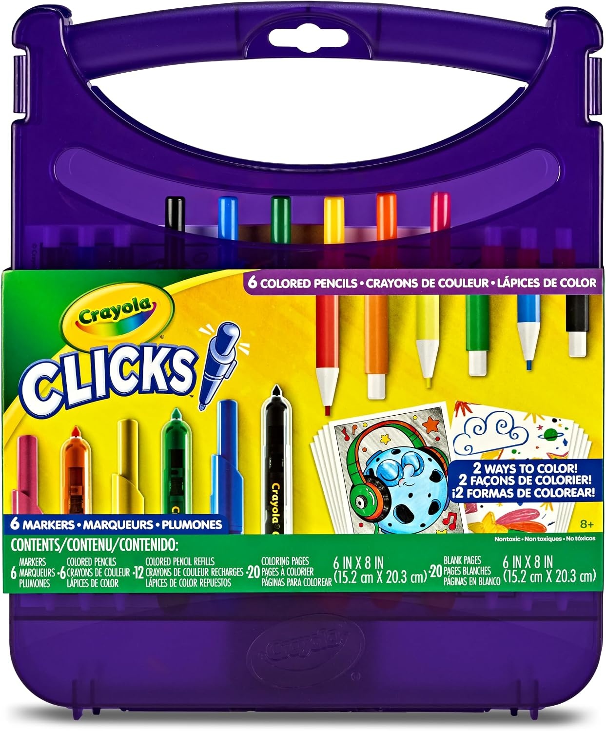 image:imageCrayola Clicks Art Set for Kids Retractable NoDry Tips Travel Activity Kit with Washable Markers Pencils Refills amp Paper Gift for Kids Ages 4 Retractable NoDry Tips Travel Activity Kit with Washable Markers Pencils Refills amp Paper Gift for Kids Ages 8